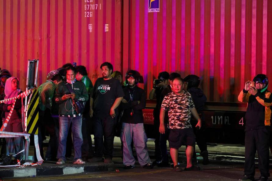 The scene of a multi-vehicle collision, in Bangkok