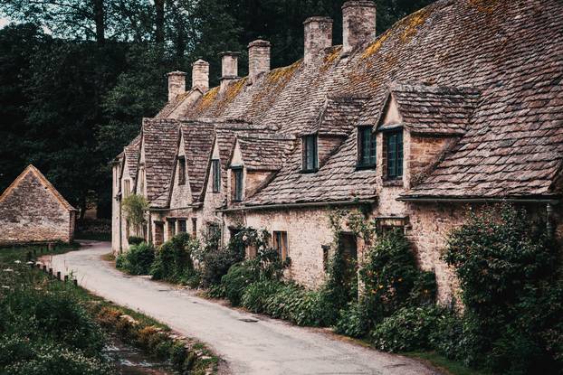 traditional Cotswold cottages in England  UK. Bibury is a villag