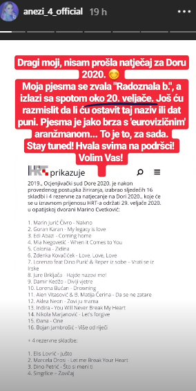 Boris Đurđević nije autor Anezine pjesme za Doru 2020.