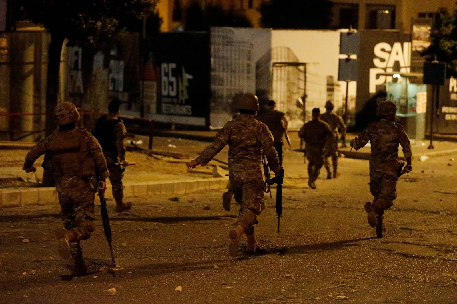 Lebanese army soldiers are deployed during clashes between anti-government demonstrators and supporters of the Lebanese Shi'ite groups Hezbollah and Amal in Beirut