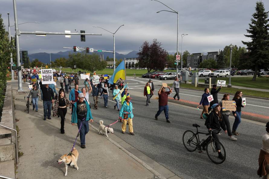 Protests in Anchorage, Alaska after Trump-Putin meeting.