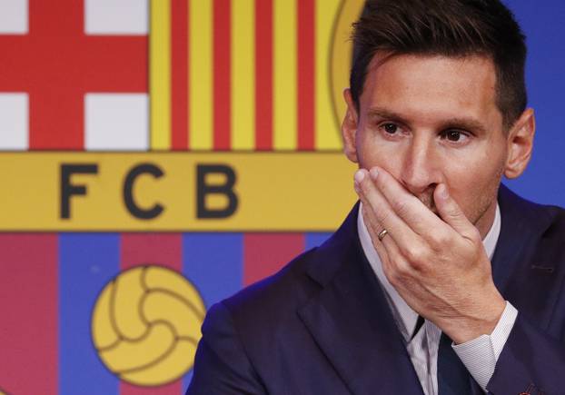 Lionel Messi holds an FC Barcelona press conference