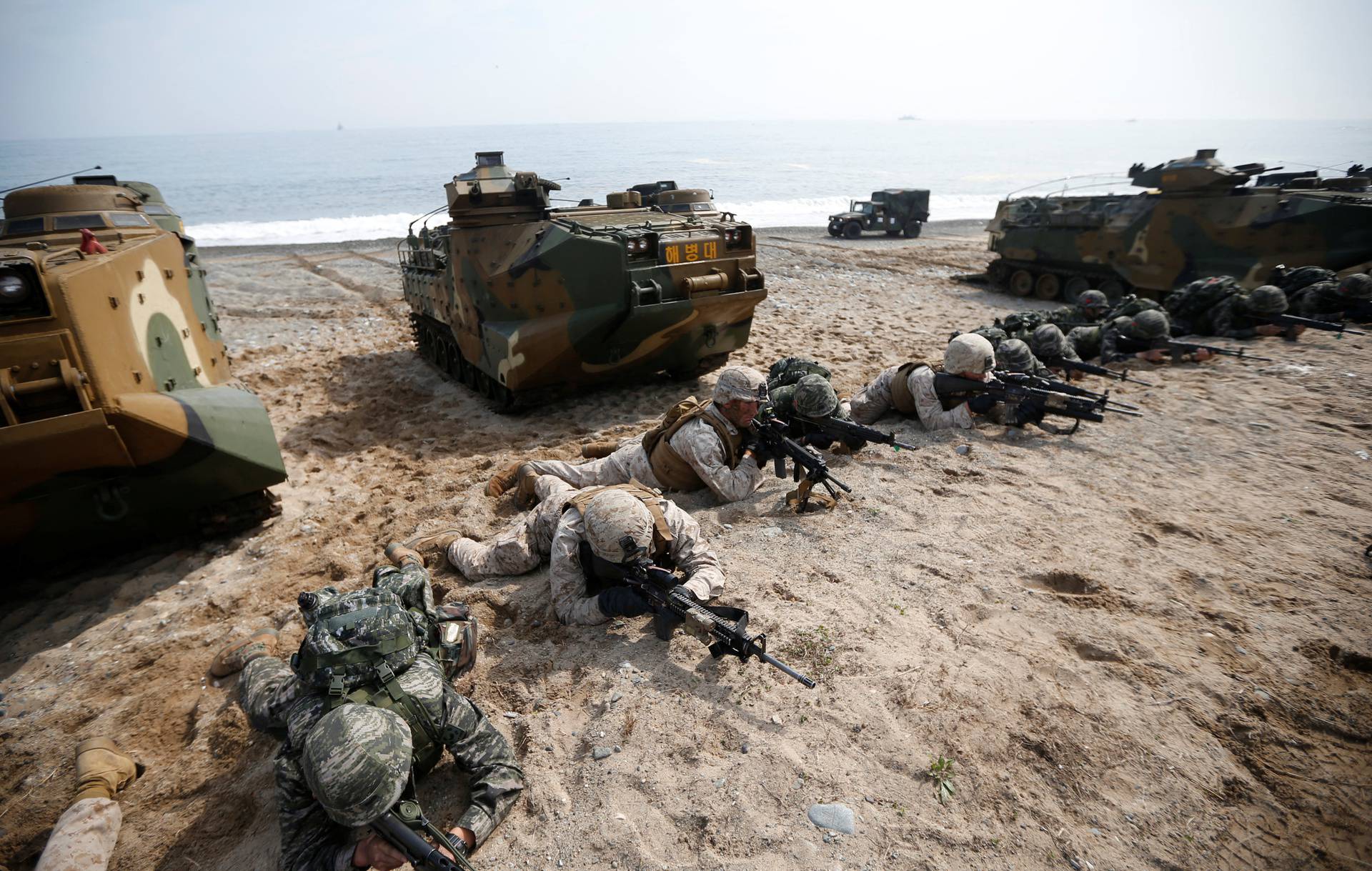FILE PHOTO: U.S. and South Korean marines participate in a U.S.-South Korea joint landing operation drill in Pohang