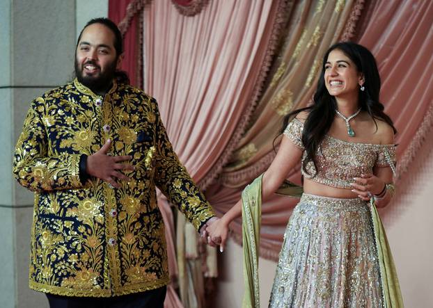 FILE PHOTO: Anant Ambani, son of businessman Mukesh Ambani during the sangeet ceremony at Jio World Centre, Mumbai