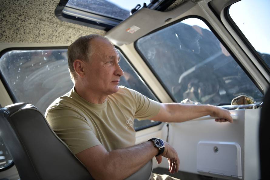 Russia's President Putin is seen during his vacation in the Republic of Tyva