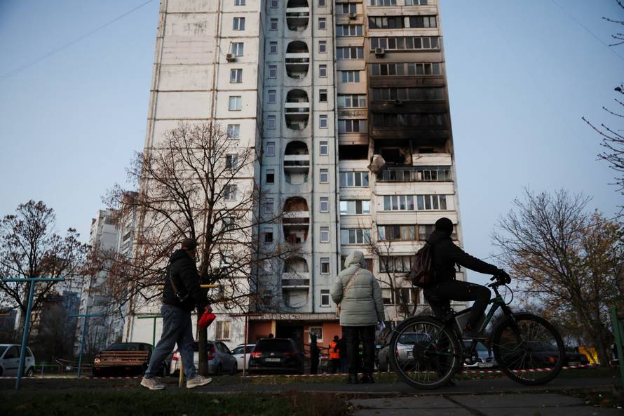 Aftermath of an overnight Russian drone and missile strike in Kyiv