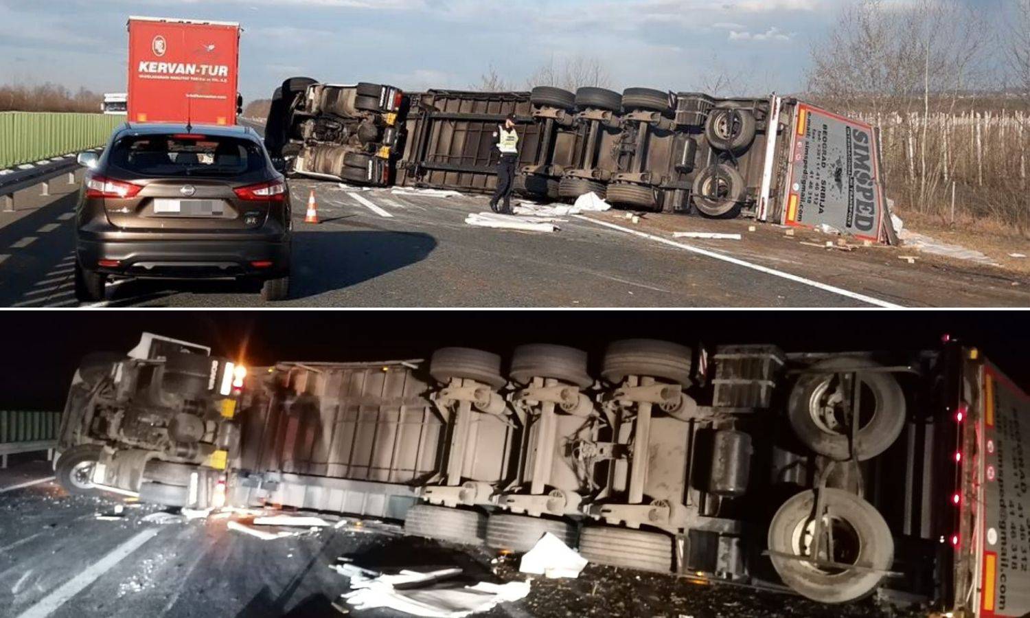 Šleper beogradskih tablica se prevrnuo na A3 kod S. Broda