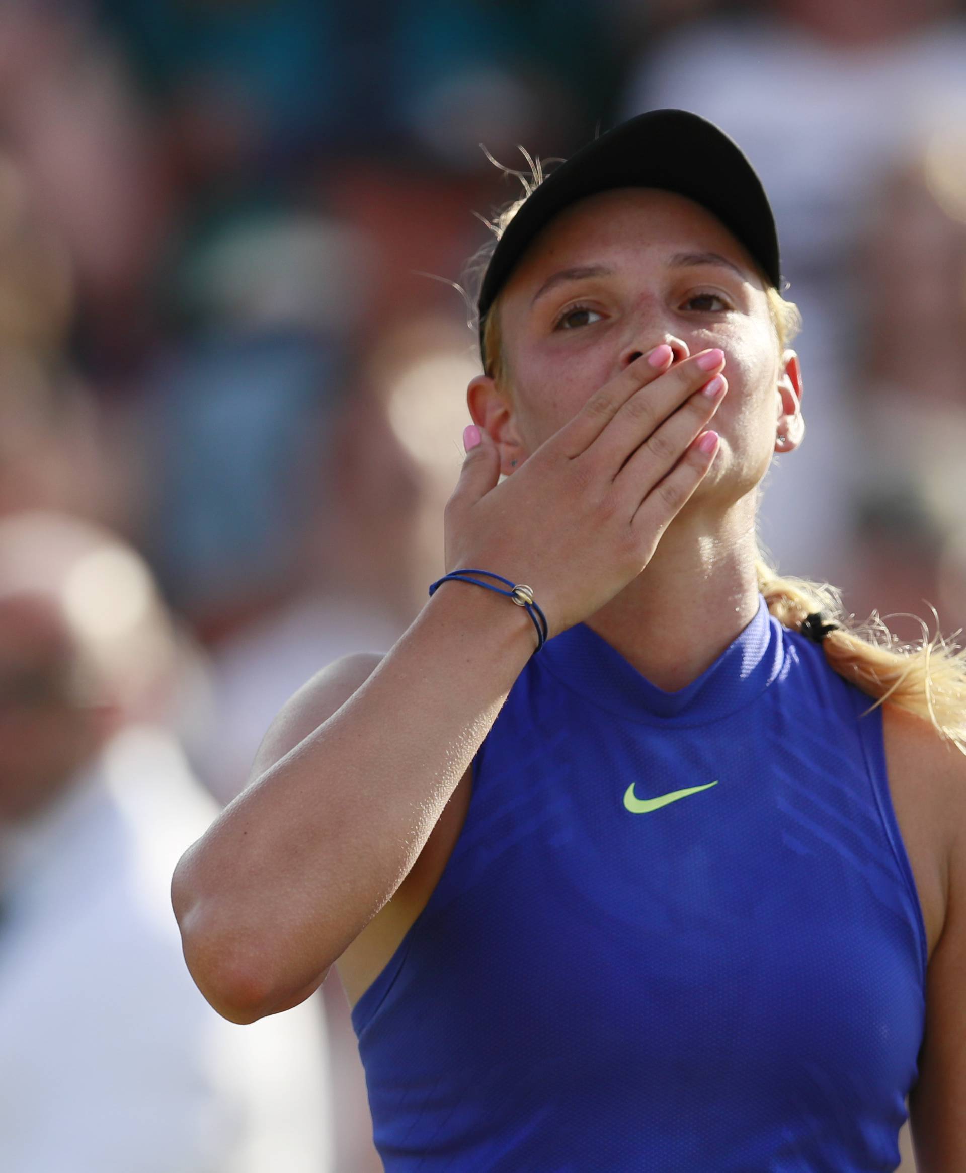 Croatia's Donna Vekic celebrates winning the final against Great Britain's Johanna Konta