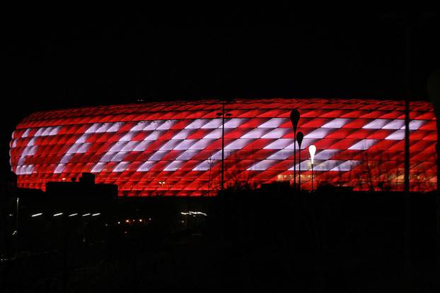 Munich's Allianz Arena lights up reading 'Thank you, Franz' to commemorate German soccer legend