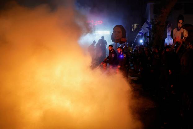 Protest demanding release of hostages held in Gaza, in Tel Aviv