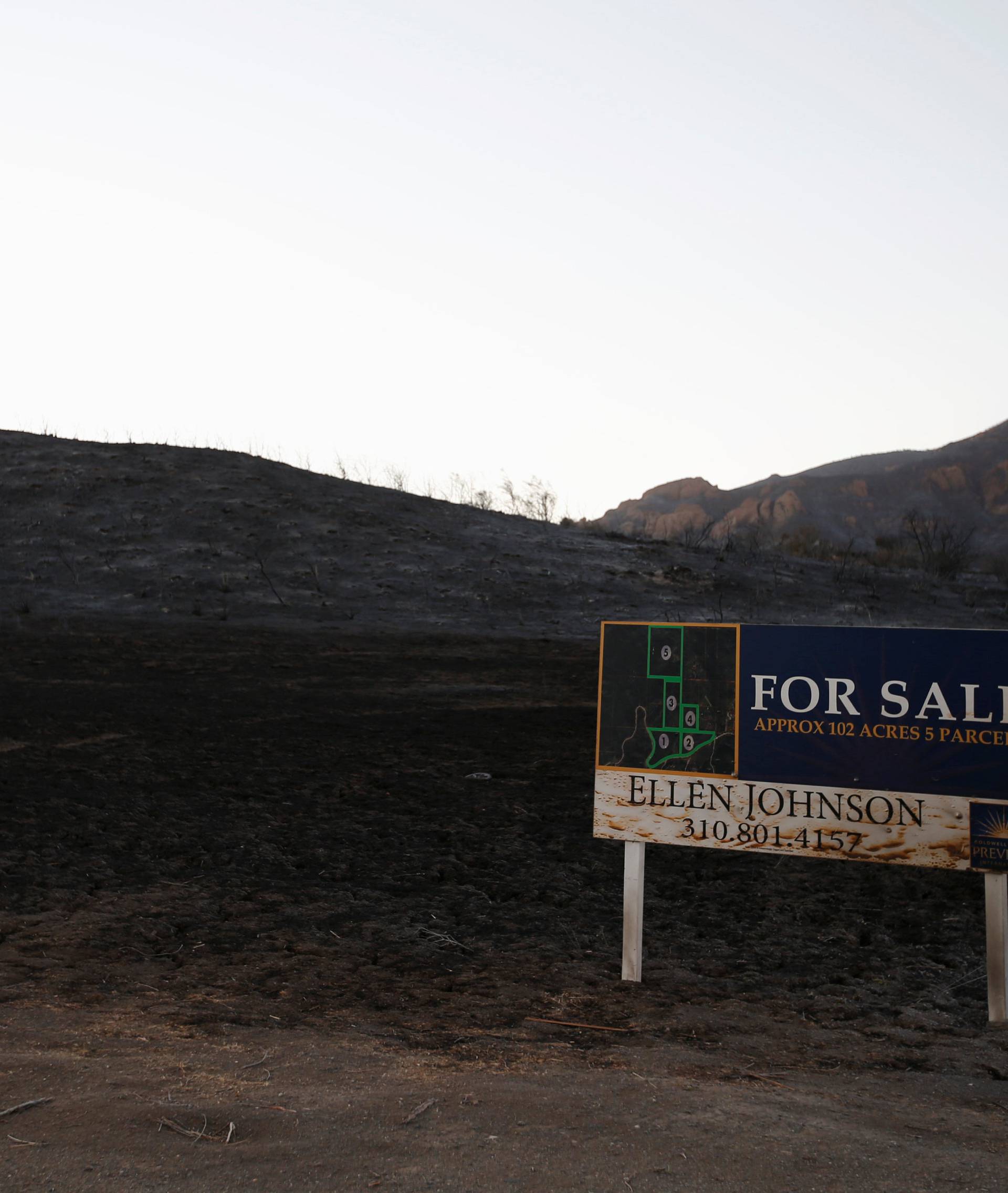 A view of land for sale in the aftermath of the Woolsey fire in Malibu, Southern California