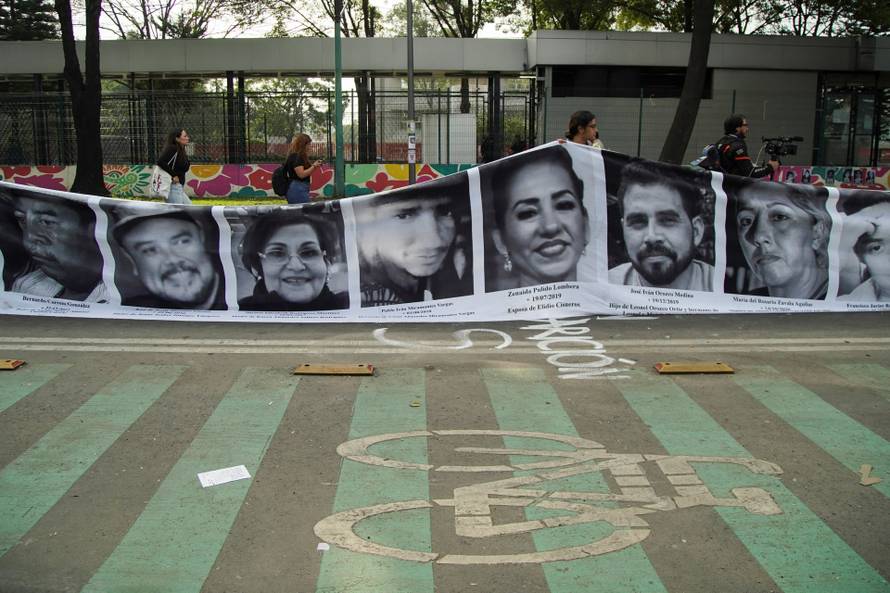 Protest march ahead of the opening match of the 2026 FIFA World Cup, in Mexico City
