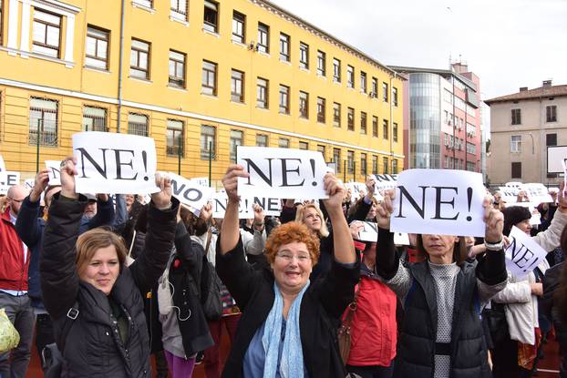 Pula: Nastavnici štrajkaši snimaju milenijsku fotografiju u obliku slova ne