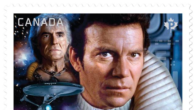 A Star Trek stamp, part of a set of seven issued by Canada Post, is pictured in this handout photo