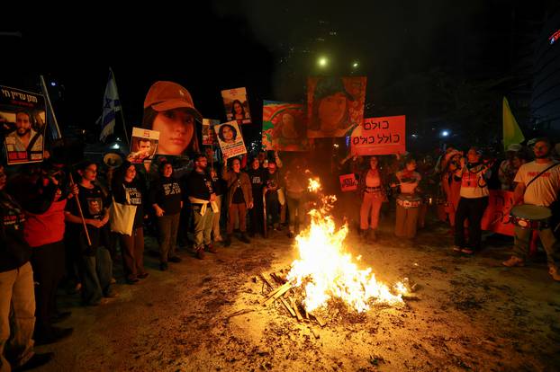 Protest against the government and to show support for the hostages who were kidnapped during the deadly October 7, 2023 attack, in Tel Aviv