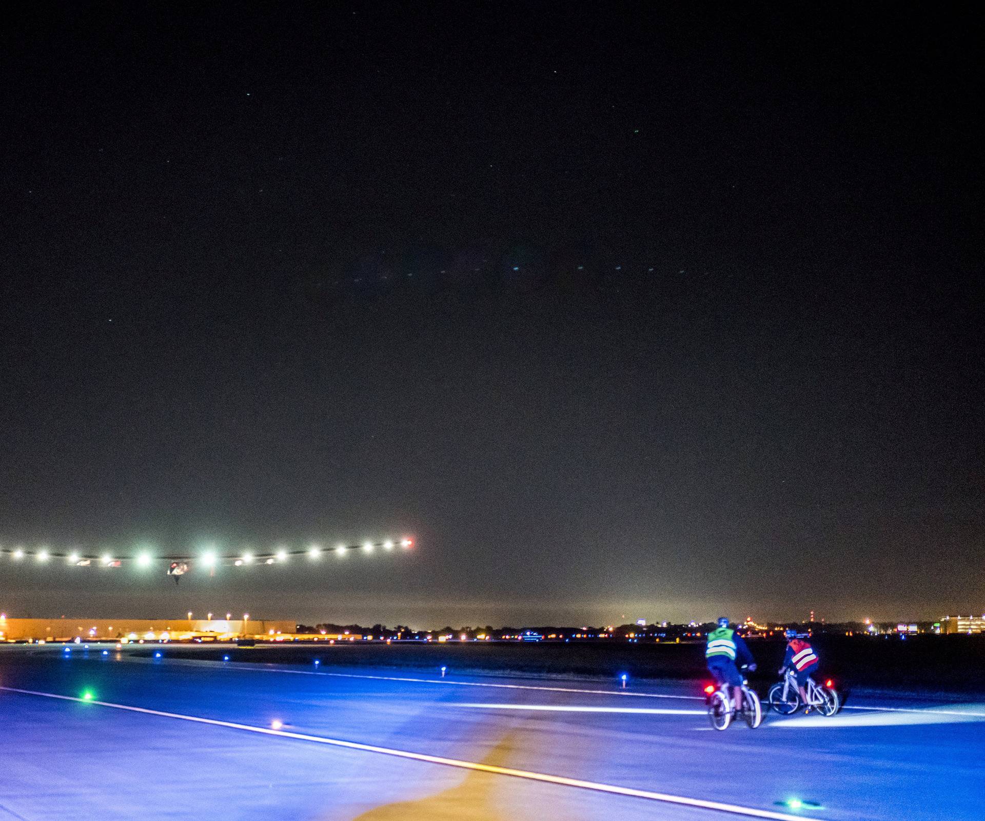 Solar Impulse 2, a solar-powered plane, lands at Tulsa International Airport