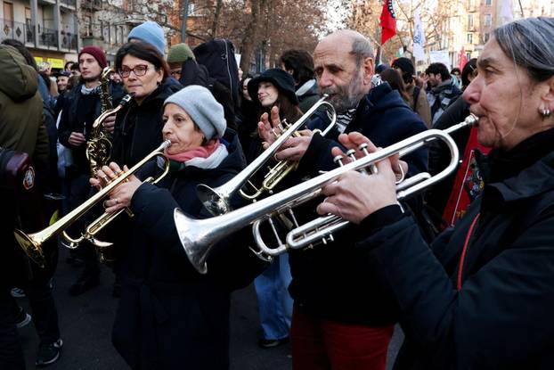 Demonstrators protest the 2026 Winter Olympics in Milan