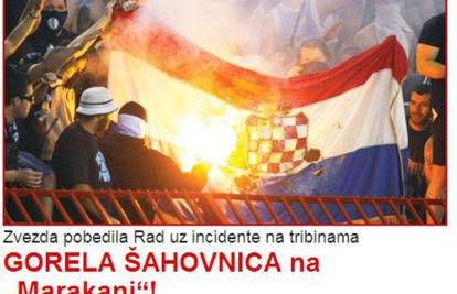 Navijači Rada su na stadionu Zvezde palili hrvatsku zastavu