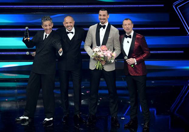 Sanremo, 71st Italian Song Festival. Third Evening. Sinisa Mihajlovic and Zlatan Ibrahimovic