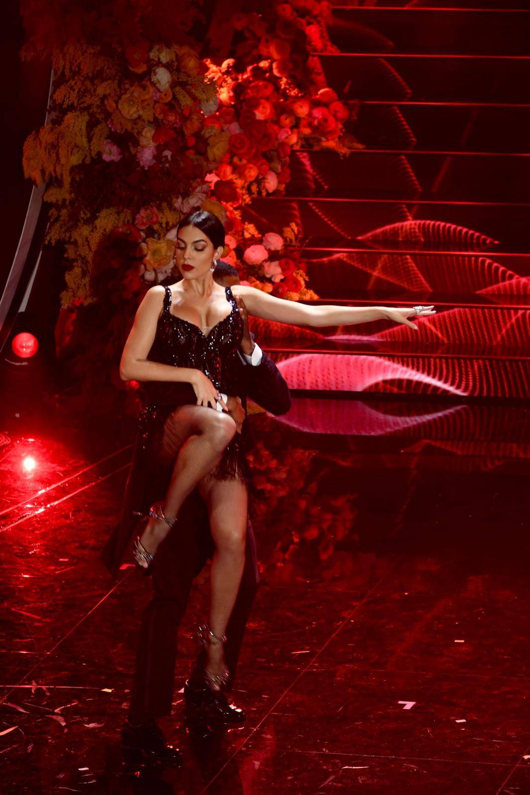 Sanremo, 70th Italian song festival 2020. Third evening. Georgina Rodriguez's Tango