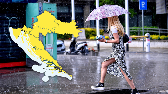 Cijela Hrvatska u žutom: Vikend nosi hladnu frontu, grmljavinu i kišu. Moguće i bujične poplave