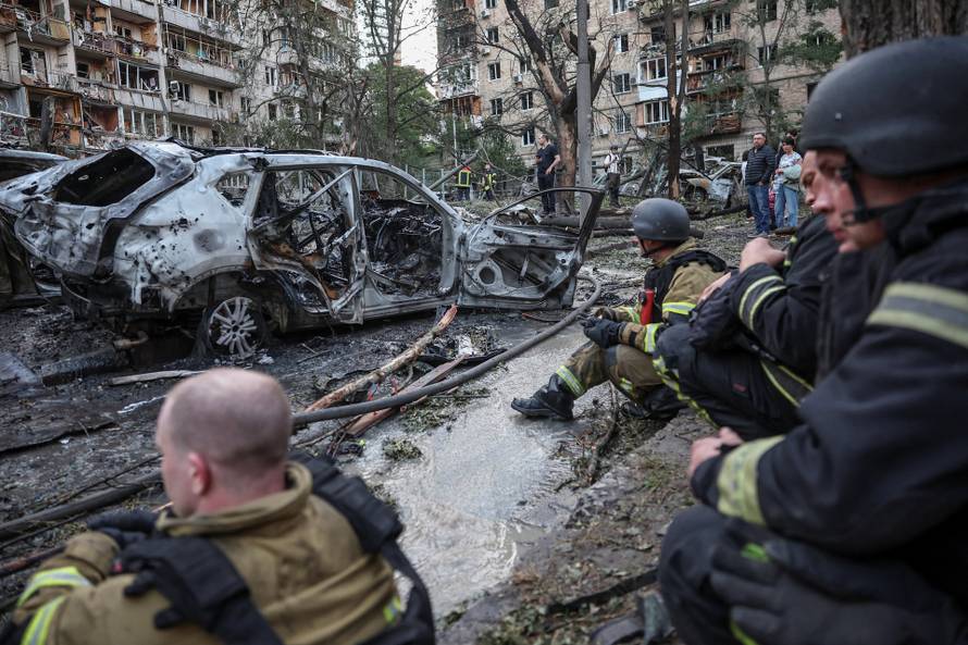 Aftermath of overnight Russian missile and drone strikes, in Kyiv