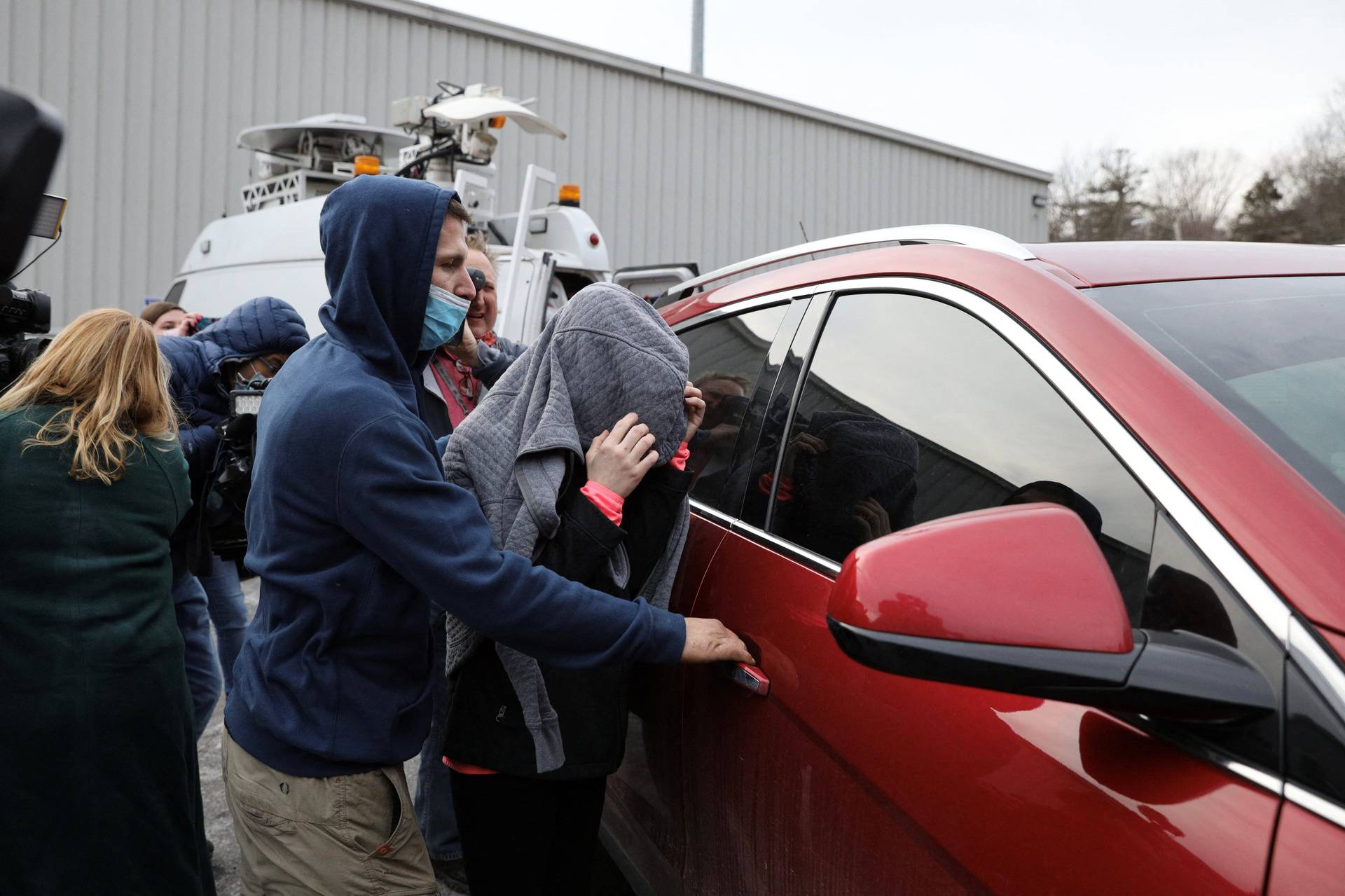 Kirk D. Shultis Jr. and Kimberly Cooper leave court after being charged with custodial interference and endangering the welfare of a child of 6-year-old Paislee Shultis who was found by police in Saugerties, New York