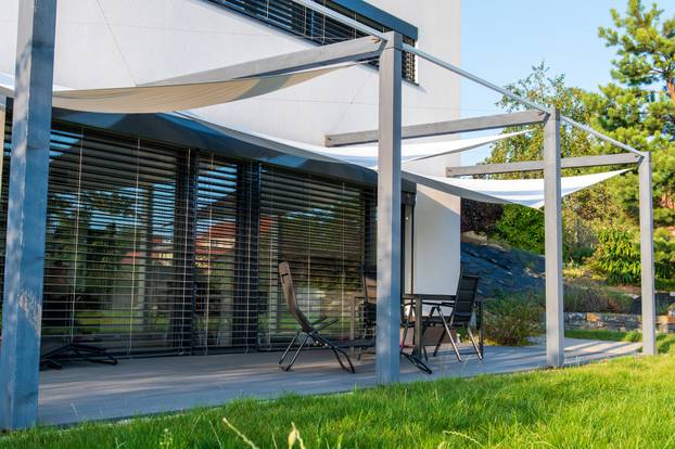 Detail,Of,Terrace,Of,Modern,,White,,Cube,,Elegant,,Minimalist,Style