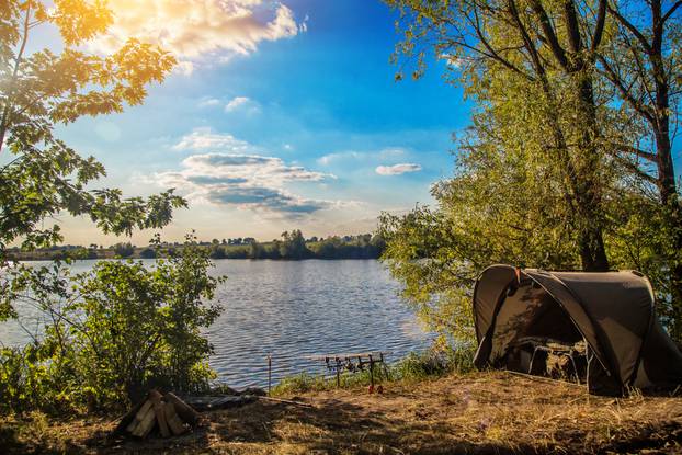 Carpfishing,Session,At,The,Lake.carp,Angling,Scenic,Landscape,Overlooking,Lake