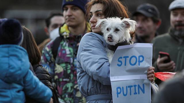 Anti-war protest outside the Russian Embassy in Bucharest