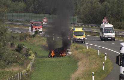 Auto je izletio s autoceste A4 pa se zapalio: Dvoje ozlijeđenih