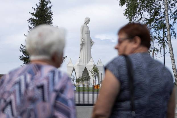 Europe's largest statue of the Virgin Mary ahead of its official opening to the public in the village of Konotopie near Torun
