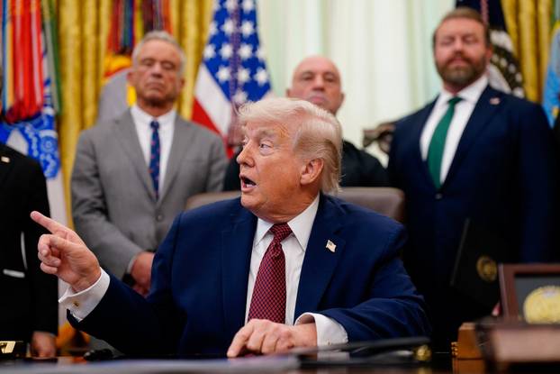 U.S. President Donald Trump in the Oval Office of the White House in Washington