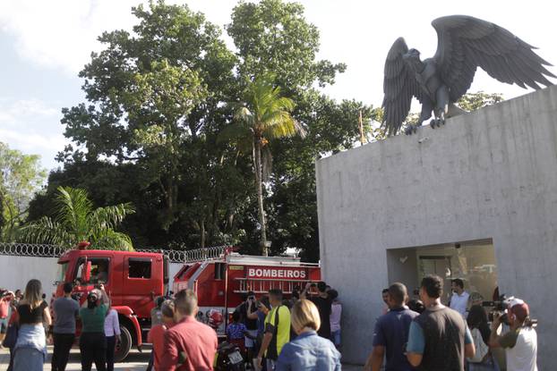 Fire truck is seen at Flamengo training centre after deadly fire in Rio de Janeiro