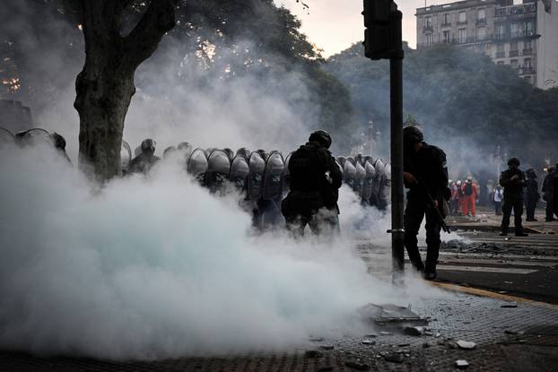 Protest as Argentina's Senate debates President Milei's "omnibus bill", in Buenos Aires