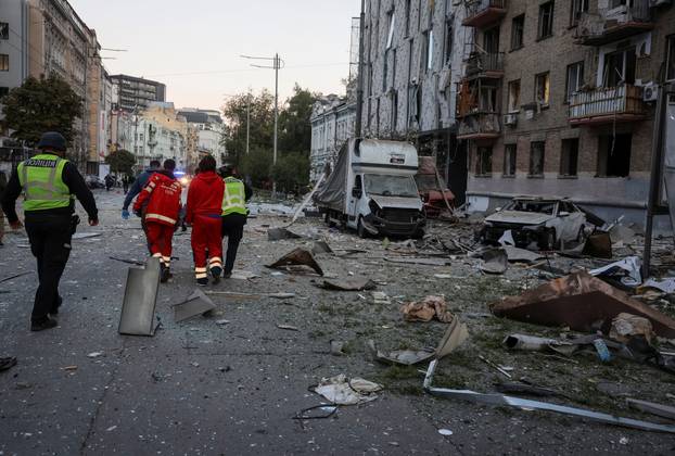 Russian drone and missile strike in Kyiv