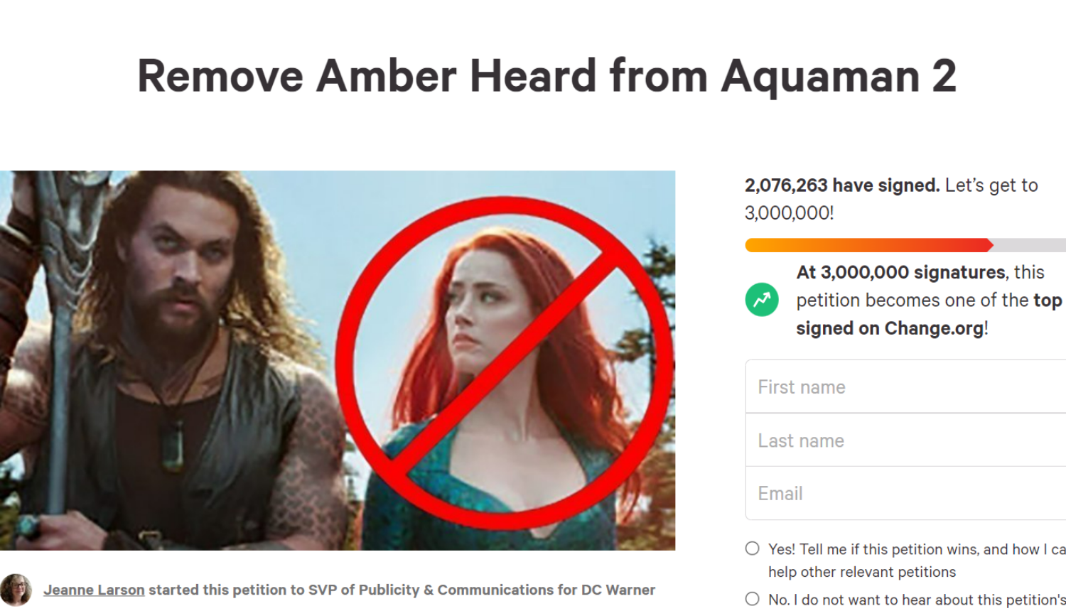 Više od dva milijuna ljudi traži da se izbaci Amber Heard iz Aquamana: Učinite pravu stvar