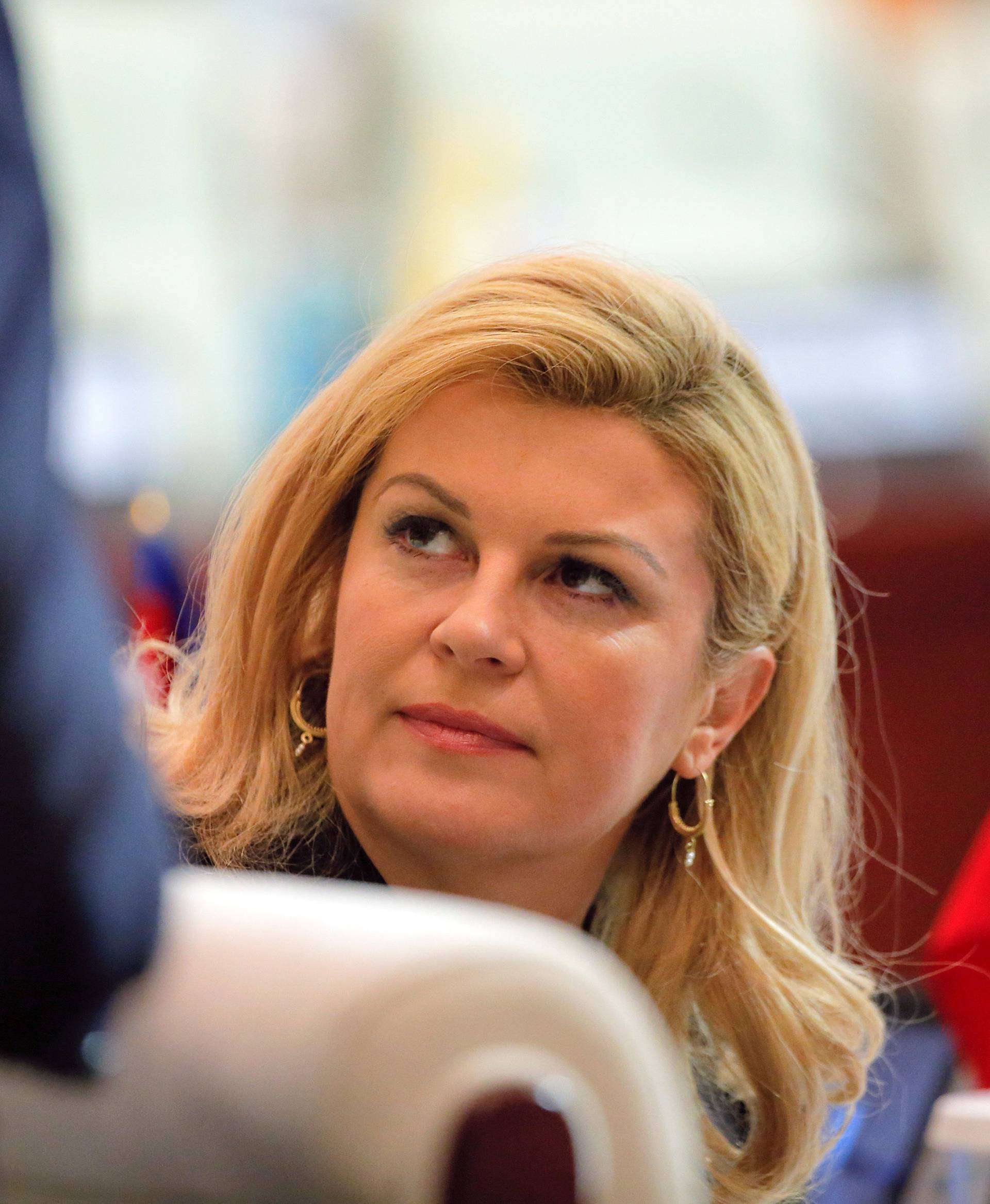 Croatia's President Kolinda Grabar-Kitarovic prepares for the opening session of the Asia-Europe Meeting (ASEM) summit in Ulaanbaatar