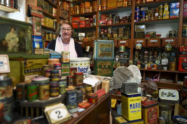 Belgian woman with 58,000 tin boxes, Hannut, Belgium - 12 Apr 2017