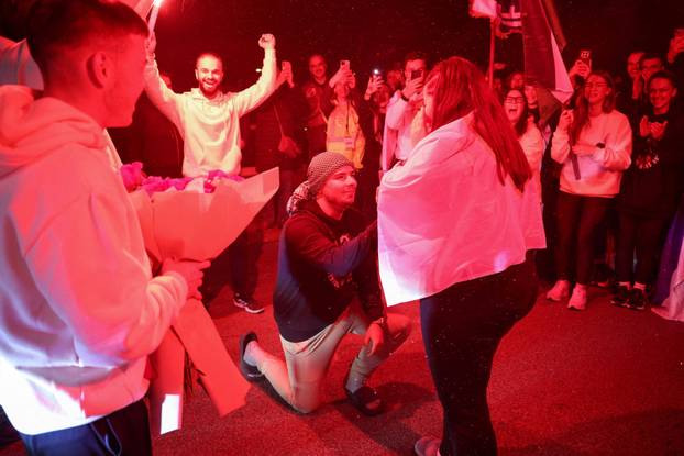 Demonstrators protest to mark the first anniversary of the fatal November 2024 Novi Sad railway station canopy collapse, in Novi Sad