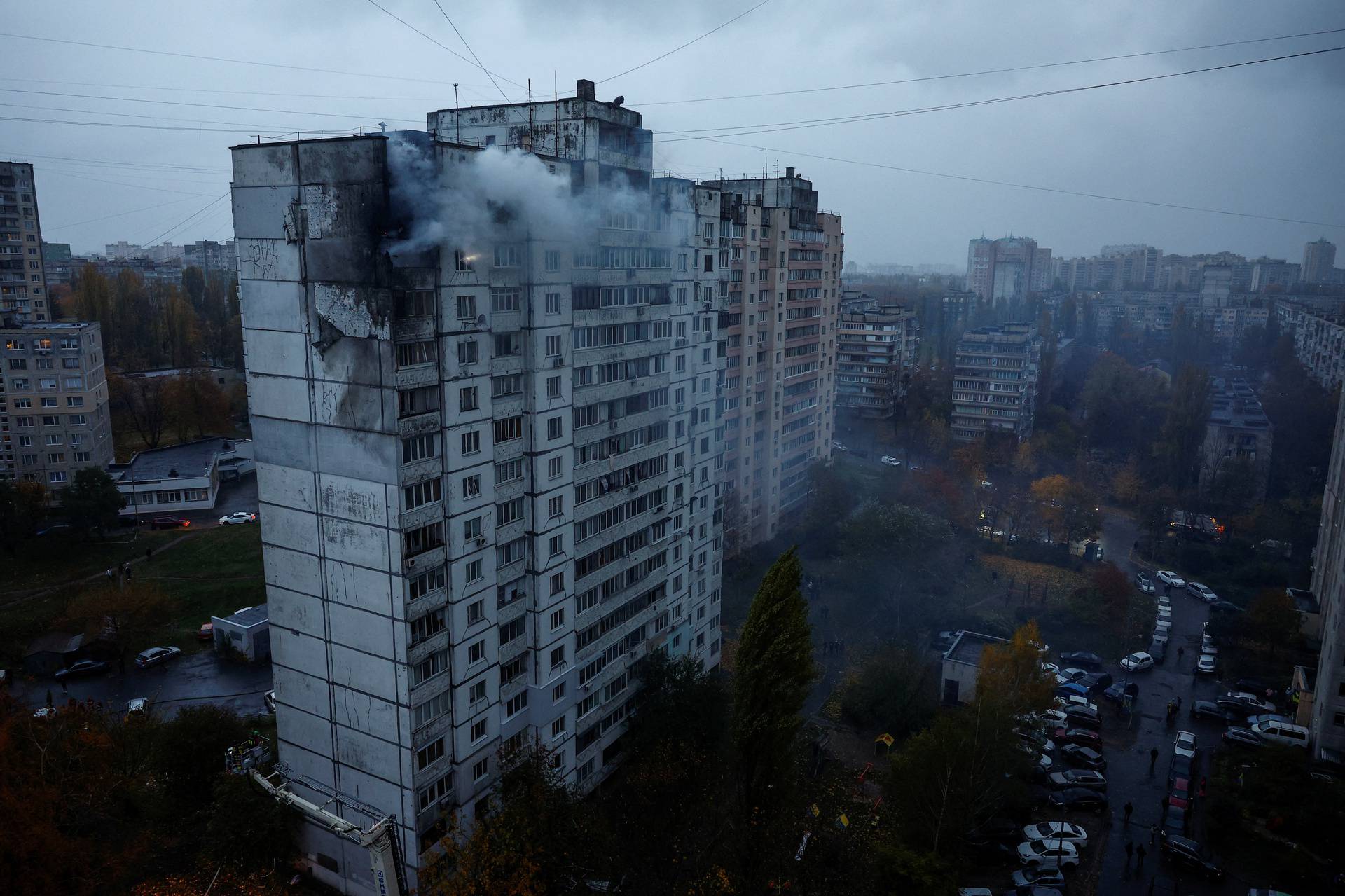 Aftermath of a Russian drone attack in Kyiv