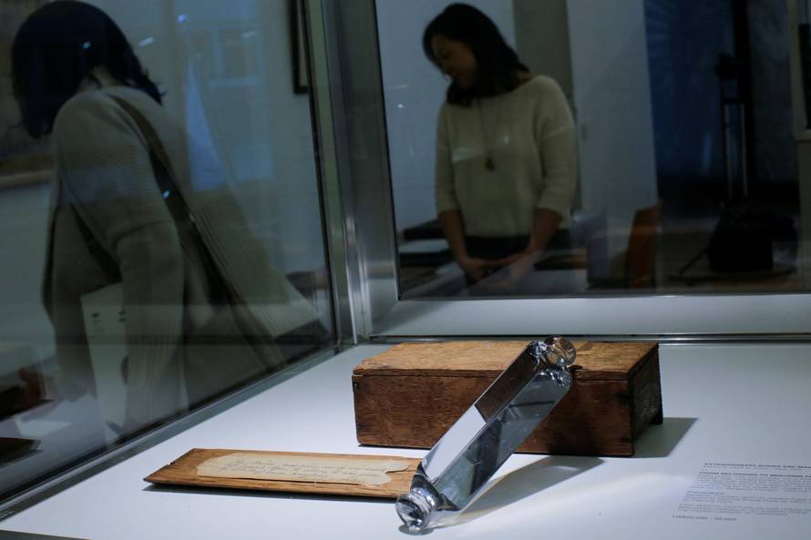 A prism belonging to Benjamin Franklin is displayed at Bonhams auction house in New York