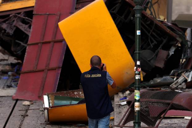 Aftermath of the Gloria Funicular accident in Lisbon
