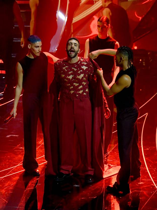 Sanremo, 74th Italian Song Festival, First Evening. Marco Mengoni and the guests on stage