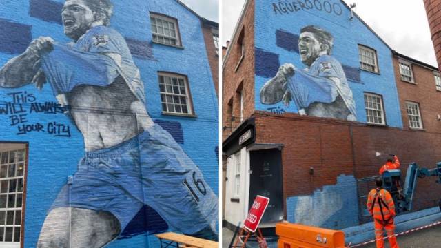 Ponizili svoju legendu: Obrisali Aguerov mural u Manchesteru