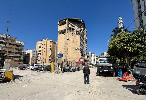 Aftermath of Israeli strikes following an escalation between Hezbollah and Israel amid the U.S.-Israel conflict with Iran