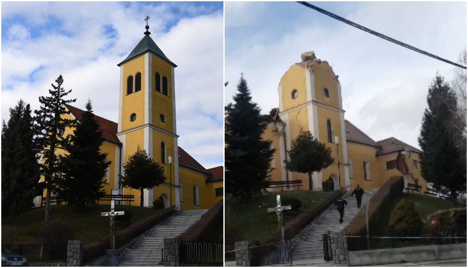 VIDEO Uništena župna crkva u Kravarskom, ostala bez tornja