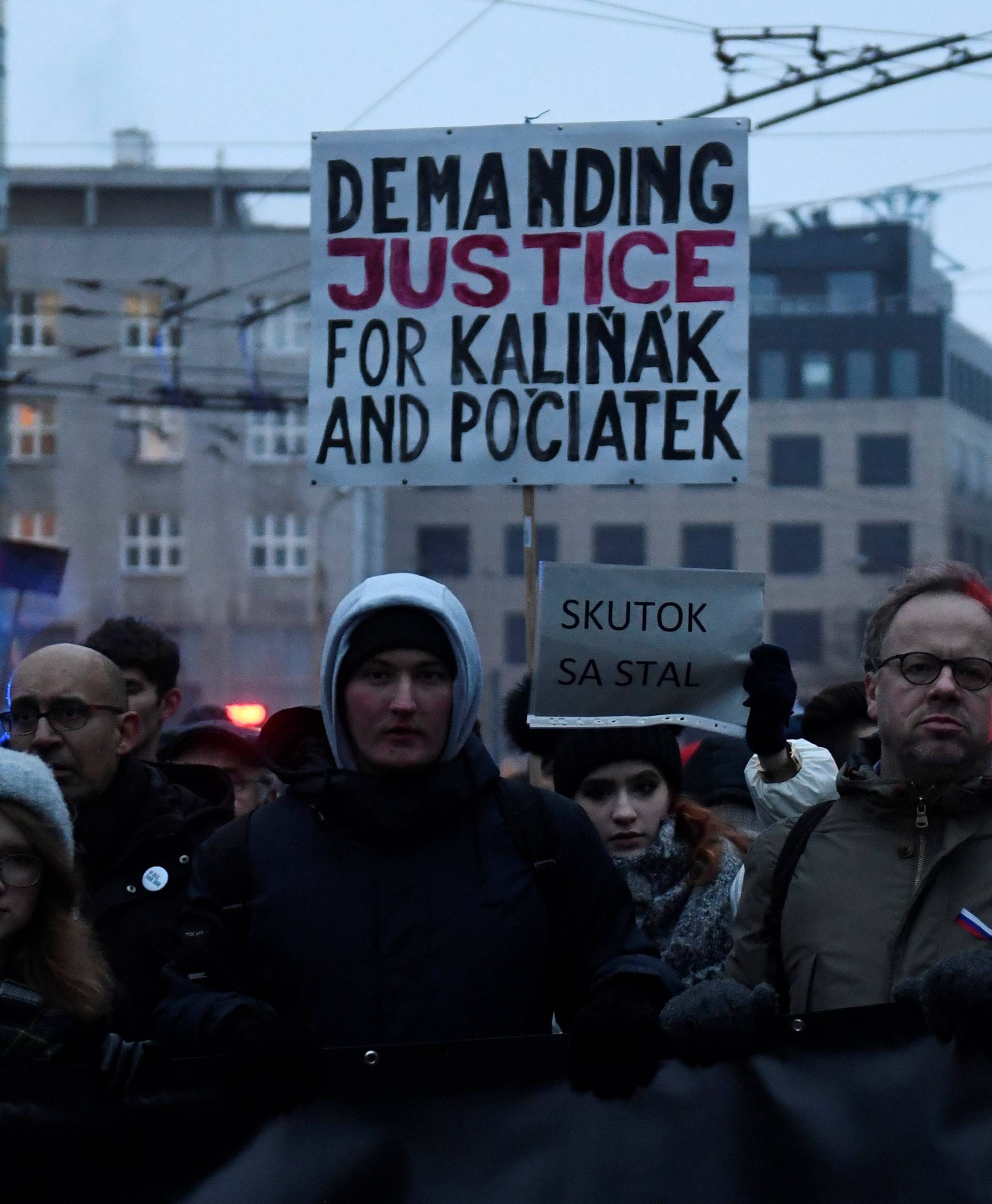 Secretary general of Reporters Without Borders Christophe Deloire attends a march in honour of murdered Slovak investigative reporter Jan Kuciak