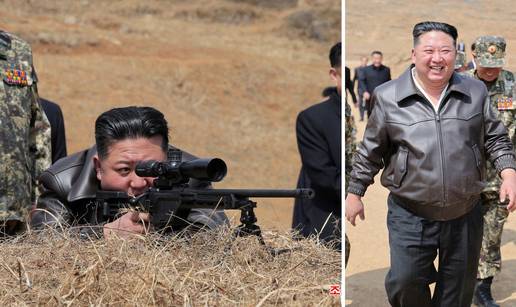 FOTO Nasmijani Kim Jong Un posjetio vojsku u Sj. Koreji: U kožnjaku je pucao iz snajpera...