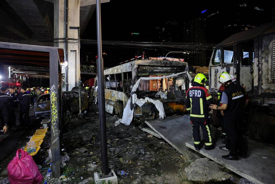 The scene of a multi-vehicle collision, in Bangkok